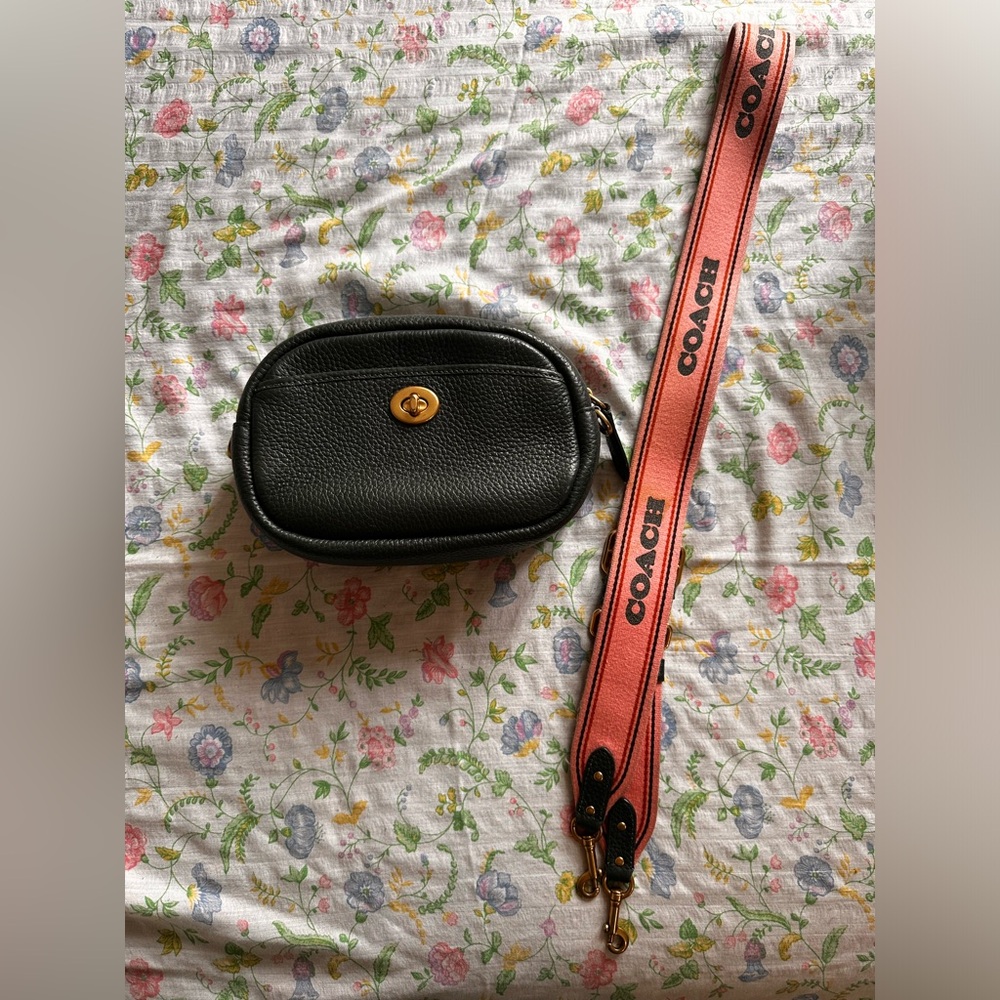 Coach Camera Bag with Pink Strap